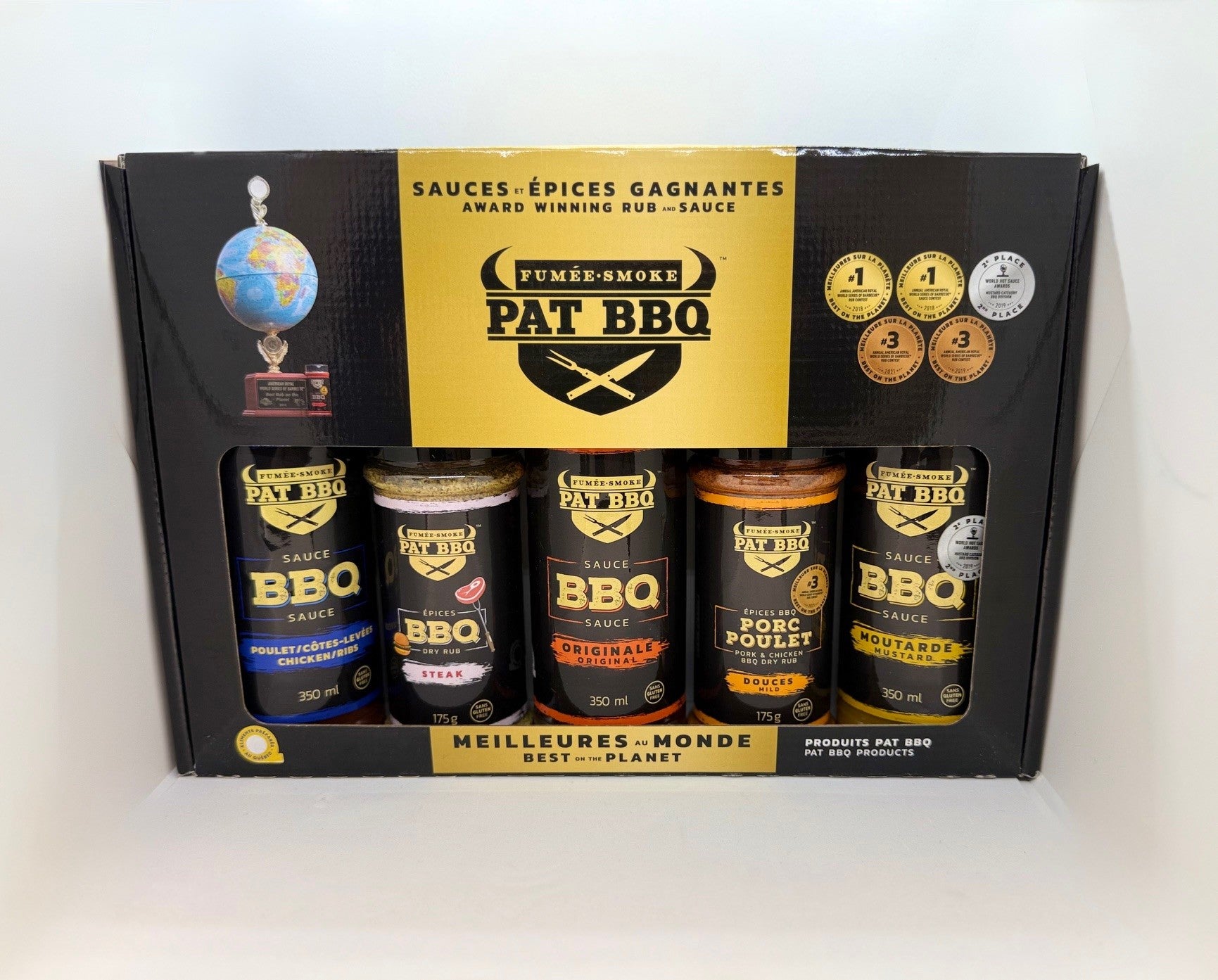 Gift Box 3 sauces (Chicken-Ribs / Original - Mustard) and 2 rubs (Steak and Mild)