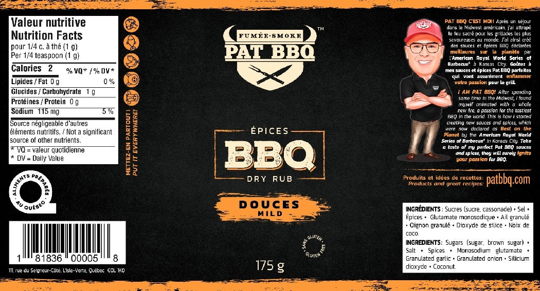 Épices BBQ Porc & Poulet Douces 2.5kg