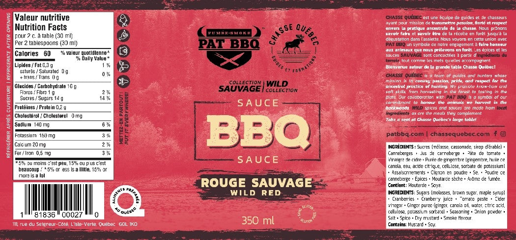 Sauce BBQ Rouge Sauvage 350 ml