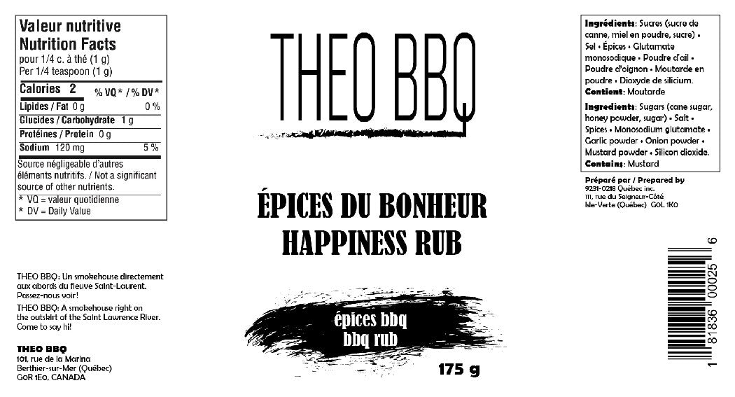 THEO BBQ - Épices BBQ du bonheur 175 g